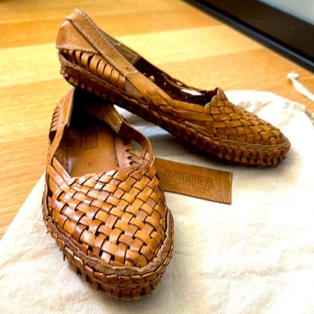Mohinders Womens Flats in Honey Size 8 Huarache Handmade in India